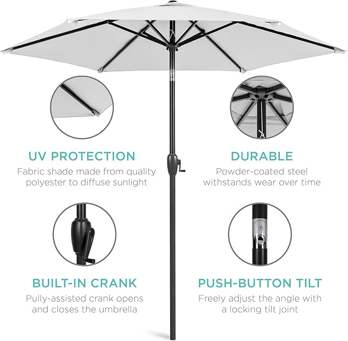 Best Choice Products 7.5ft Heavy-Duty Round Outdoor Market Table Patio Umbrella - Image 5