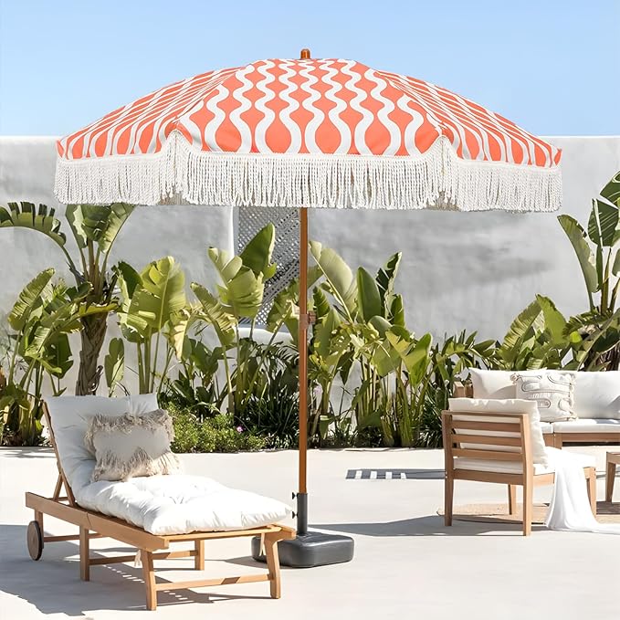 AMMSUN 7ft Patio Umbrella with Fringe Outdoor Tassel Umbrella UPF50+ Premium - Image 5