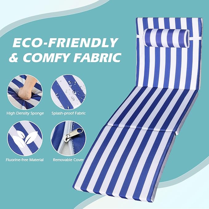 Chaise Lounge Chairs Outdoor Set of 6, Comfy Outside Wicker Patio Pool Lounge - Image 5