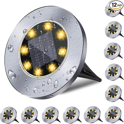 4.6 Inch Diameter Solar Ground Lights, Waterproof Solar Garden Lights, Outdoor by Rayolon