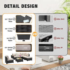 7 Pieces Patio Furniture Set All-Weather Outdoor Wicker Sectional Conversation - Image 3