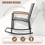 Shintenchi 3 Piece Outdoor Rocking Bistro Set, Textilene Fabric Small Patio - Image 2