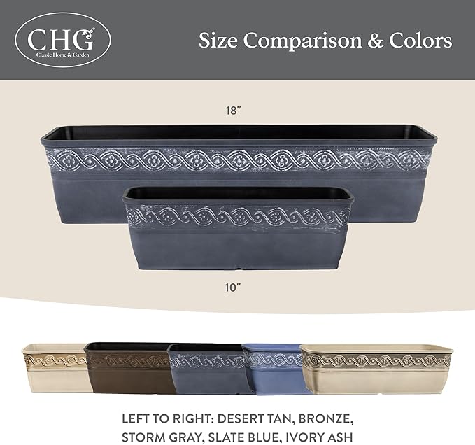 Classic Home and Garden Corinthian Trough Planter 10" Slate Blue - Image 6