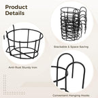6 PCS Round Hanging Railing Planters, Hanging Flower Stand Iron Baskets - Image 4