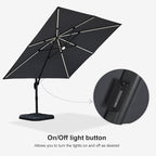 PURPLE LEAF 10 Feet Patio Umbrella Outdoor Cantilever Solar Powered LED Square - Image 8