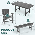 Pamapic 6 PCS Outdoor Dining Set, Spacious HDPE Outdoor Table - Image 6