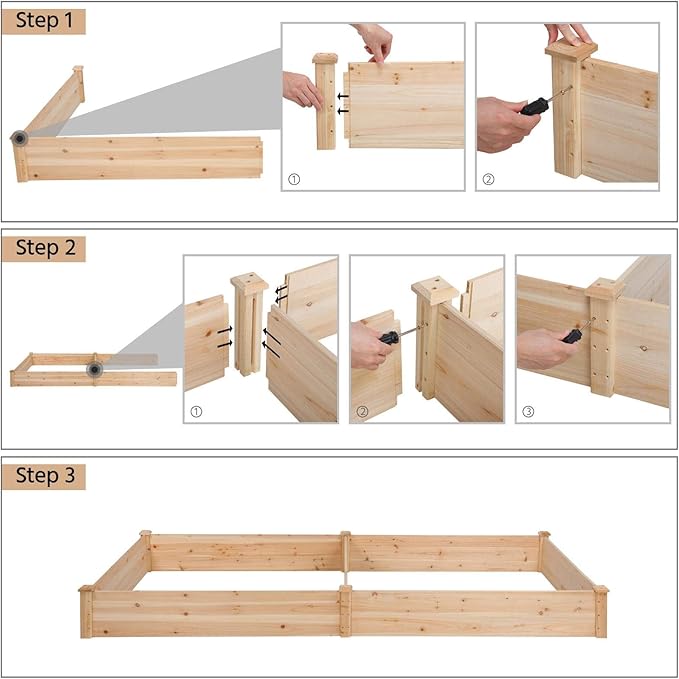 Yaheetech 8×4ft Wooden Horticulture Raised Garden Bed Divisible Elevated - Image 6