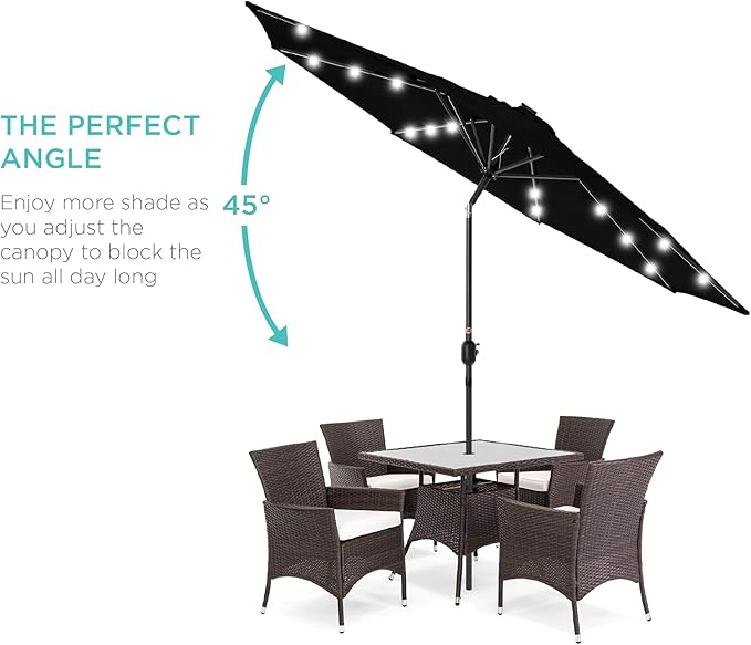 Best Choice Products 10ft Solar Polyester LED Lighted Patio Umbrella w/Tilt - Image 2