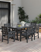 7-Piece Outdoor Dining Set, HDPE All-Weather Patio Table and Chairs Set - Image 9