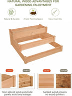 3-Tier Raised Garden Bed with Fabric Liner, Wood Elevated Planter Box with - Image 4