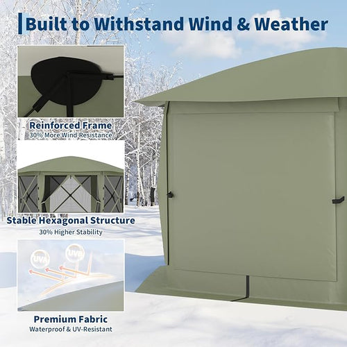 13x13FT 6-Sided Pop Up Gazebo Tent，One-Push Setup Canopy Tent - Image 2