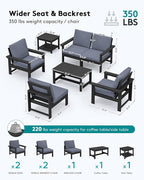 SERWALL HDPE Patio Furniture Set, 7-piece Outdoor Sectional Sofa Set, All - Image 2