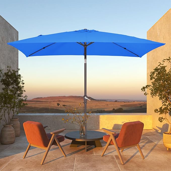 JEAREY 6.5x10 ft Rectangular Patio Umbrellas Rectangle Outdoor Umbrella - Image 4