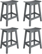 VINGLI 24 Inch Outdoor Bar Stools Set of 4, HDPE Weather Resistance Counter by VINGLI