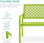 Best Choice Products Outdoor Bench 2-Person Metal Steel Benches Furniture - Image 3