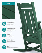 SERWALL Outdoor Rocking Chair Set of 4, Patio Rocking Chairs Set, HDPE Rocking - Image 5