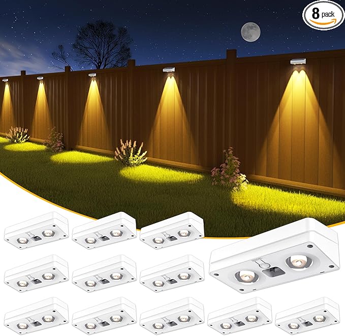 Solar Fence Lights 12 Pack, 50 Lumens Outdoor Fence Solar Lights by JOFIOS