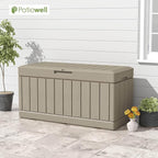 Patiowell 82 Gallon Resin Deck Box, Waterproof Large Wood Look Storage Box - Image 8