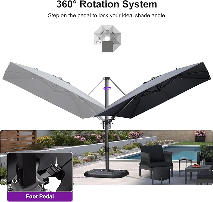 PURPLE LEAF 9' X 12' Right-left Tilt Patio Umbrella - Image 7