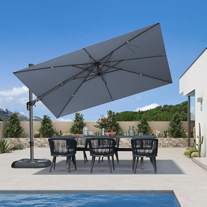 PURPLE LEAF 11' X 8' Left-right Tilting Patio Umbrella Outdoor Cantilever - Image 2
