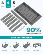SERWALL Outdoor Coffee Table, HDPE Patio Coffee Table - Image 4