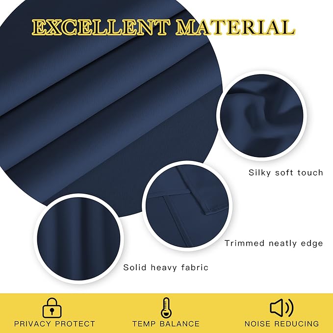 NICETOWN Blackout Navy Blue Curtain 102 inches Long, Grommet Thermal Insulated - Image 4