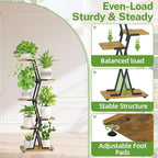 iDavosic.ly 5 Tier Indoor Plant Stand, Corner Tall Metal & Wood Flower Shelf - Image 2
