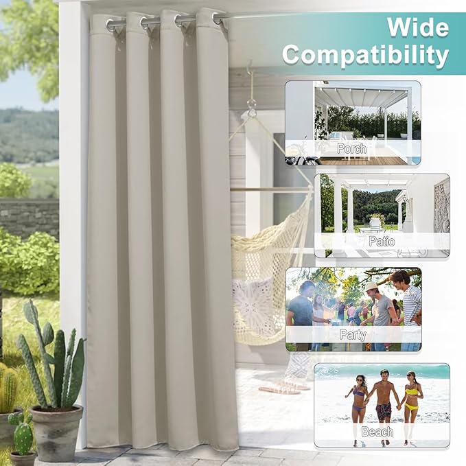 NICETOWN Outdoor Curtains for Patio Waterproof, Rustproof Grommet Room - Image 7