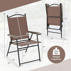 Giantex Set of 2 Patio Folding Chairs, Outdoor Patio Dining Chairs w/Armrest - Image 3