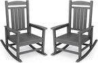 KINGYES Oversized Outdoor Rocking Chair Set of 2, HDPE Patio Rocking Chairs by KINGYES