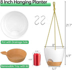 ZMTECH 8 Inch Hanging Planters for Indoor Outdoor Plants, 2 Pack Self Watering - Image 2