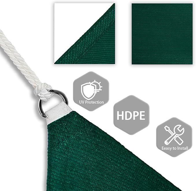 Patio Paradise 9' x 9' x 9' Sun Shade Sail Triangle Canopy Shade Cloth Fabric - Image 3