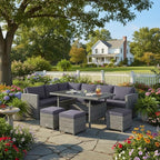 Tangkula 7 Pieces Patio Furniture Set, Outdoor Sectional Rattan Dining Sofa Set - Image 3