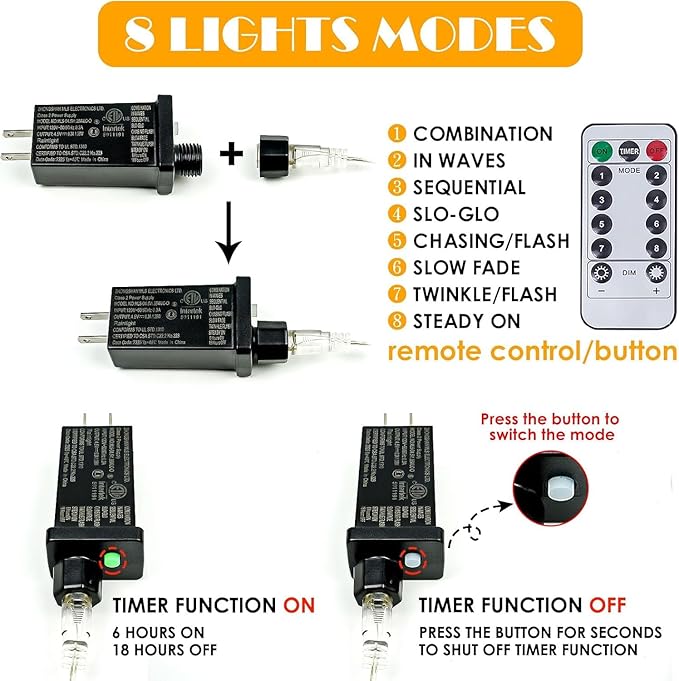 2Pack Each 33Ft 100 LED Fairy Lights Plug in - Image 8