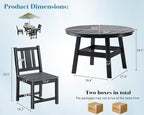 AMERLIFE 5 Piece HDPE Outdoor Dining Table & Chairs Set, All-Weather Patio - Image 2