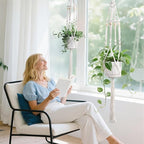 Macrame Plant Hanger with Grow Light: 2 Pack Boho Hanging Planters with Light - Image 2