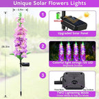 Solar Garden Lights, Solar Purple Delphinium Flowers Lights 4 Pack 80 LEDs - Image 2