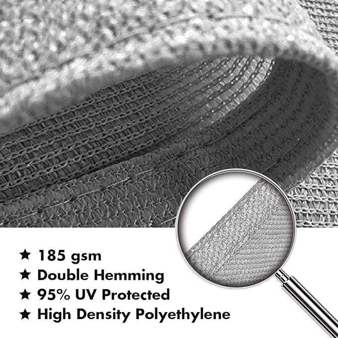 KANAGAWA Sun Shade Sail Curved 16'X20' Gray Rectangle Outdoor Shade Cover UV - Image 5