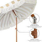 AMMSUN 7ft Patio Umbrella with Fringe Outdoor Tassel Umbrella UPF50+ Premium - Image 4