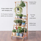 COPREE Bamboo 3-Tier Hanging Plant Stand Planter Shelves Flower Pot Organizer - Image 3
