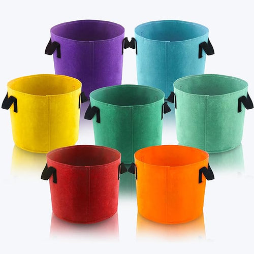 5 Gallon Grow Bags, 7 Pack Colorful Fabric Plant Pots by Sinimaka