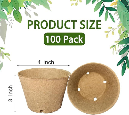 100 Pack 4 Inch Peat Pots, Biodegradable Seed Starter Pots - Image 2