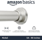 Amazon Basics No Drill Adjustable Indoor Outdoor Tension Curtain Rod, 54-90" - Image 2