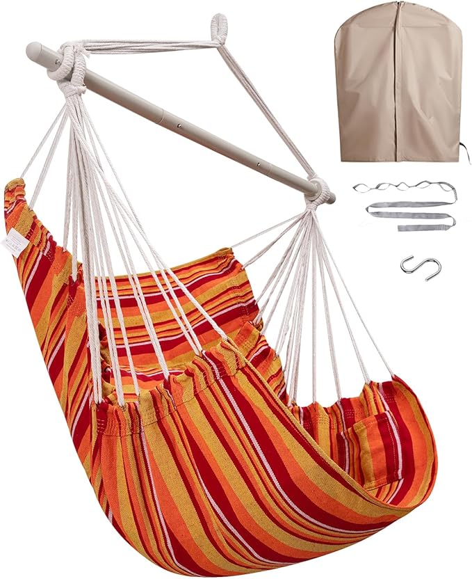 Miztli Hammock Chair with Hanging Chair Cover – Max 500 Lbs, Steel Spreader Bar by MIZTLI
