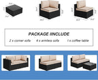 Shintenchi 7 Pieces Outdoor Patio Sectional Sofa Couch, Wicker Furniture - Image 7
