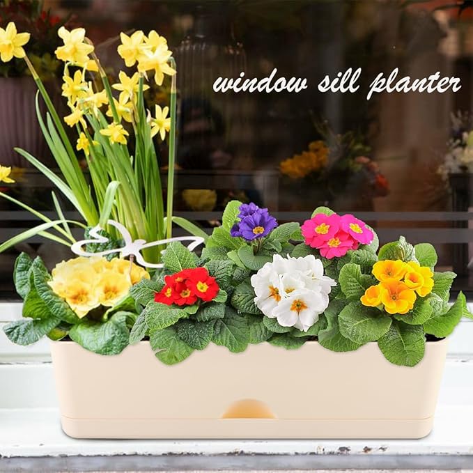 6 Pack Rectangle Planter 16x4.4 Inch Window Boxes Planters Rectangular Large - Image 5