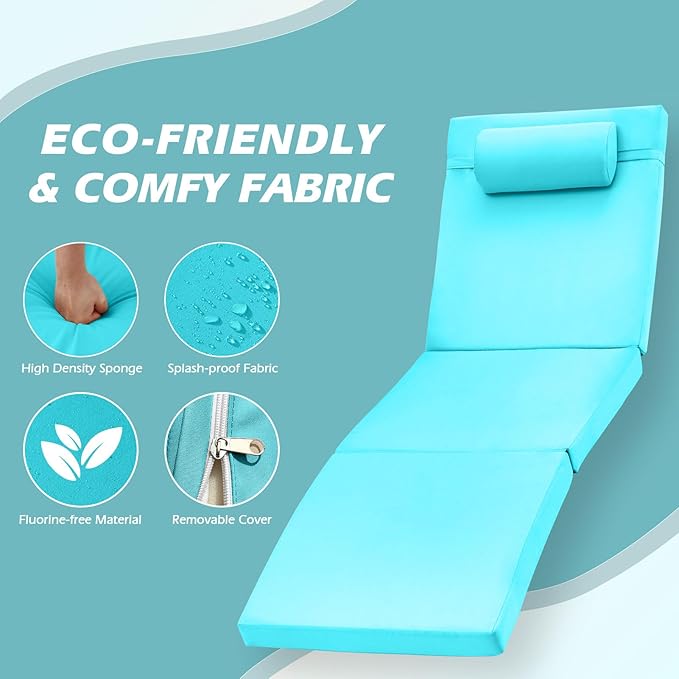 Chaise Lounge Chairs Outdoor Set of 4, Comfy Outside Wicker Patio Pool Lounge - Image 3