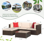 Devoko 5 Pieces Patio Furniture Sets All Weather Outdoor Sectional Patio Sofa - Image 9