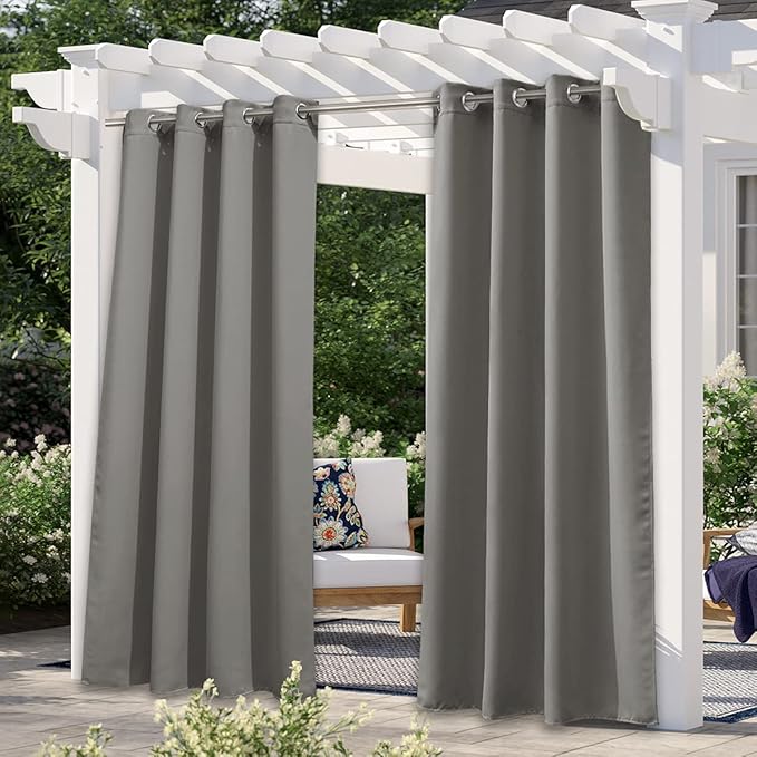 NICETOWN Outdoor Curtain Panel for Patio Waterproof, Rustproof Silver Grommet by NICETOWN