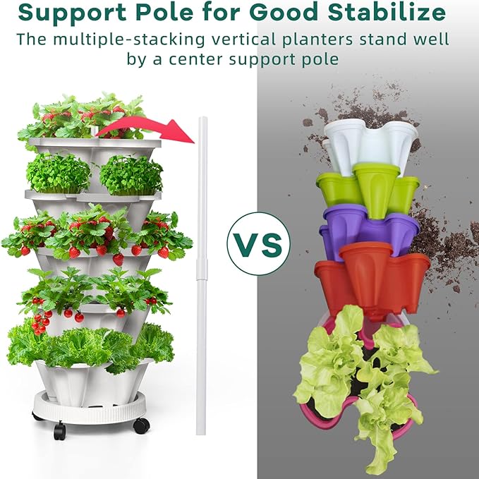 6 Tiered Strawberry Planters, Vertical Garden Tower, Stacking Planter - Image 2